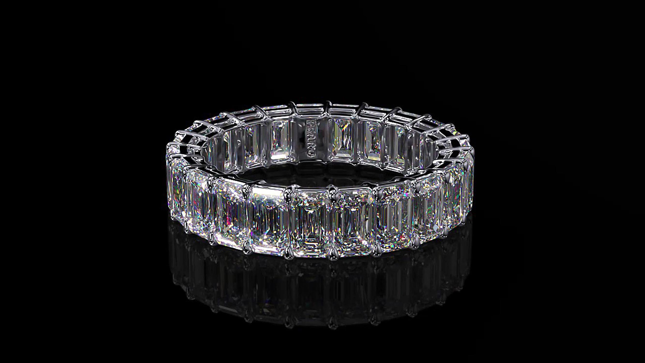 4.00 Carat White Emerald Diamonds Eternity Band Platinum 950 In New Condition For Sale In New York, NY