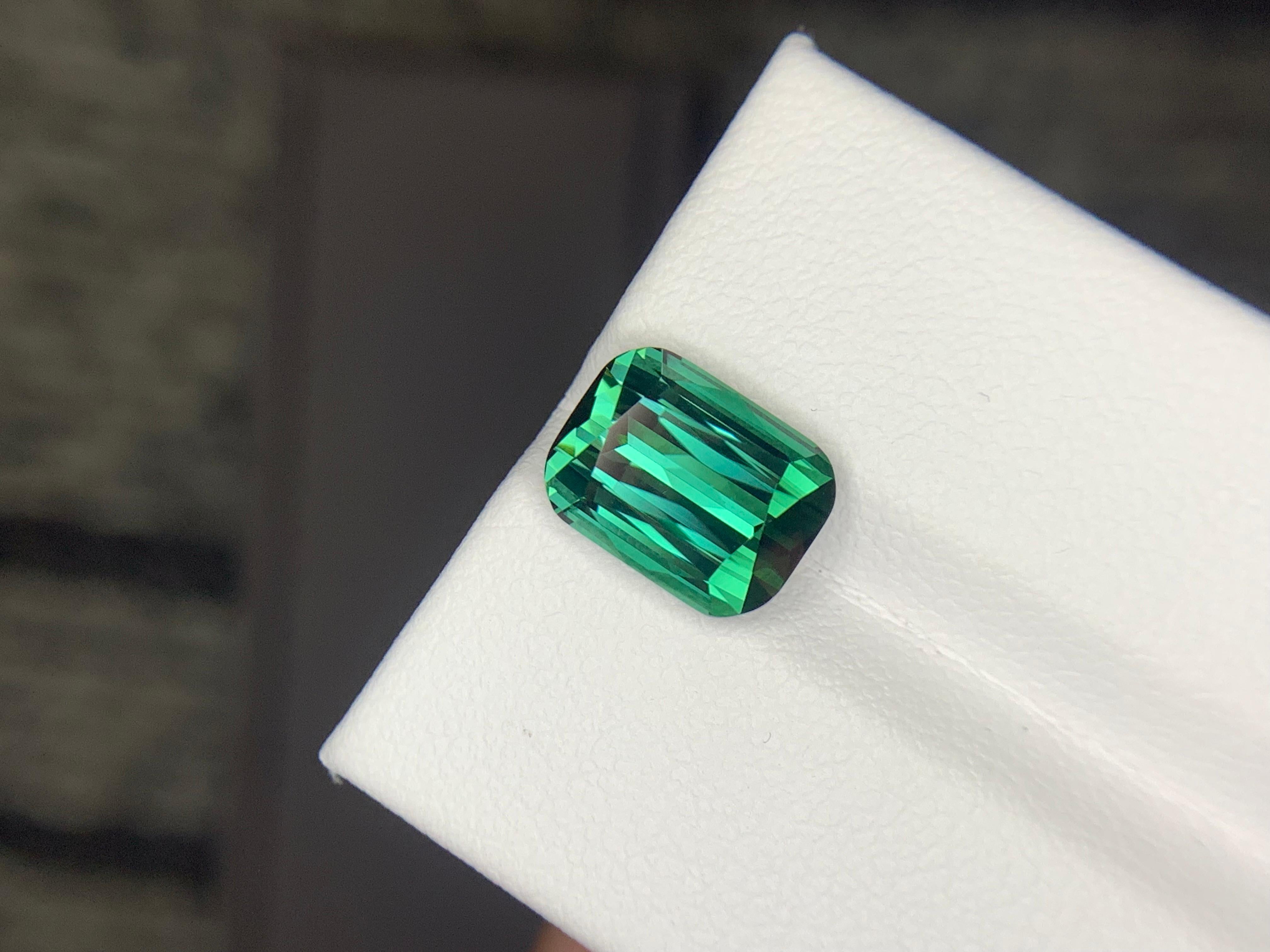 4.00 Carats Bluish Green Tourmaline Loose Natural Gemstone Cushion Cut (Tourmaline verte bleuâtre en vrac) en vente 5