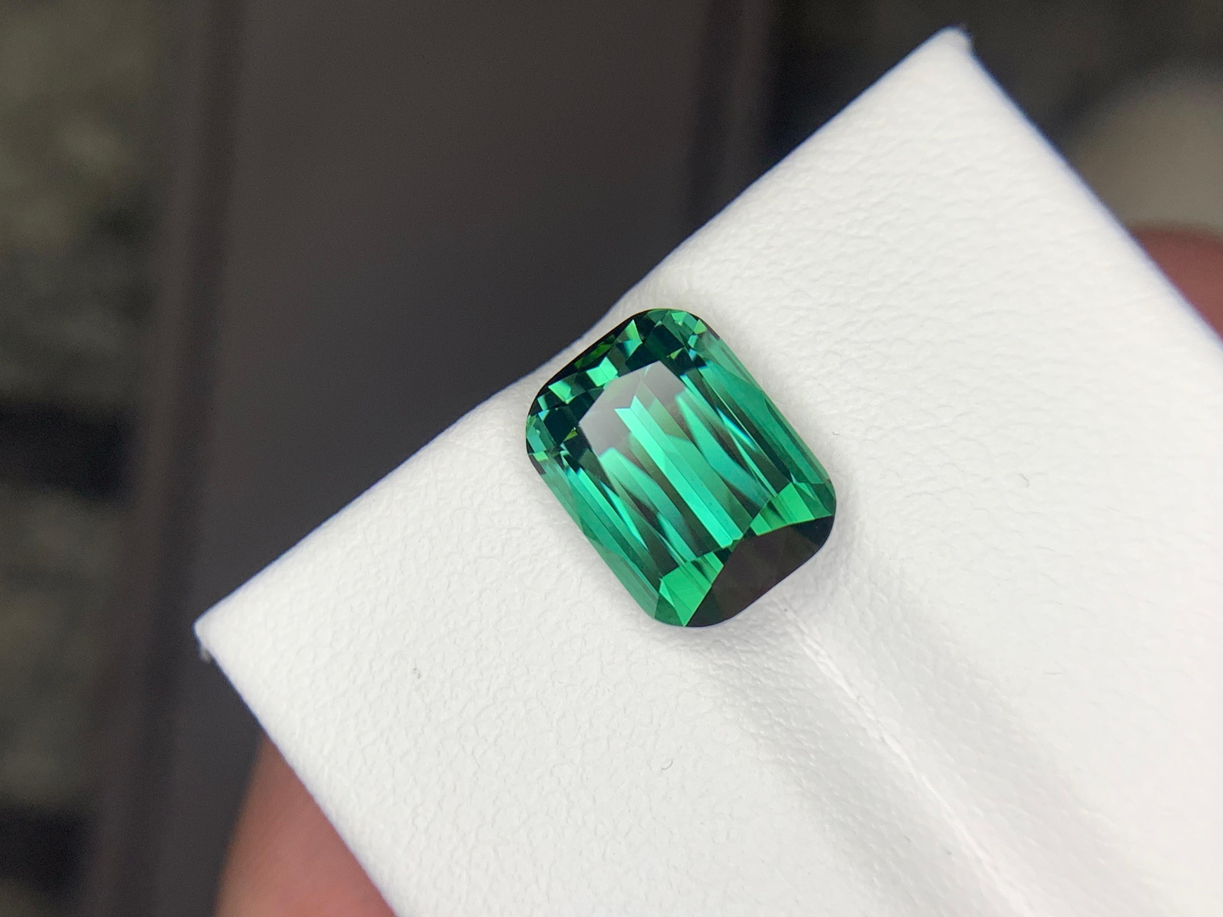 4.00 Carats Bluish Green Tourmaline Loose Natural Gemstone Cushion Cut (Tourmaline verte bleuâtre en vrac) en vente 8