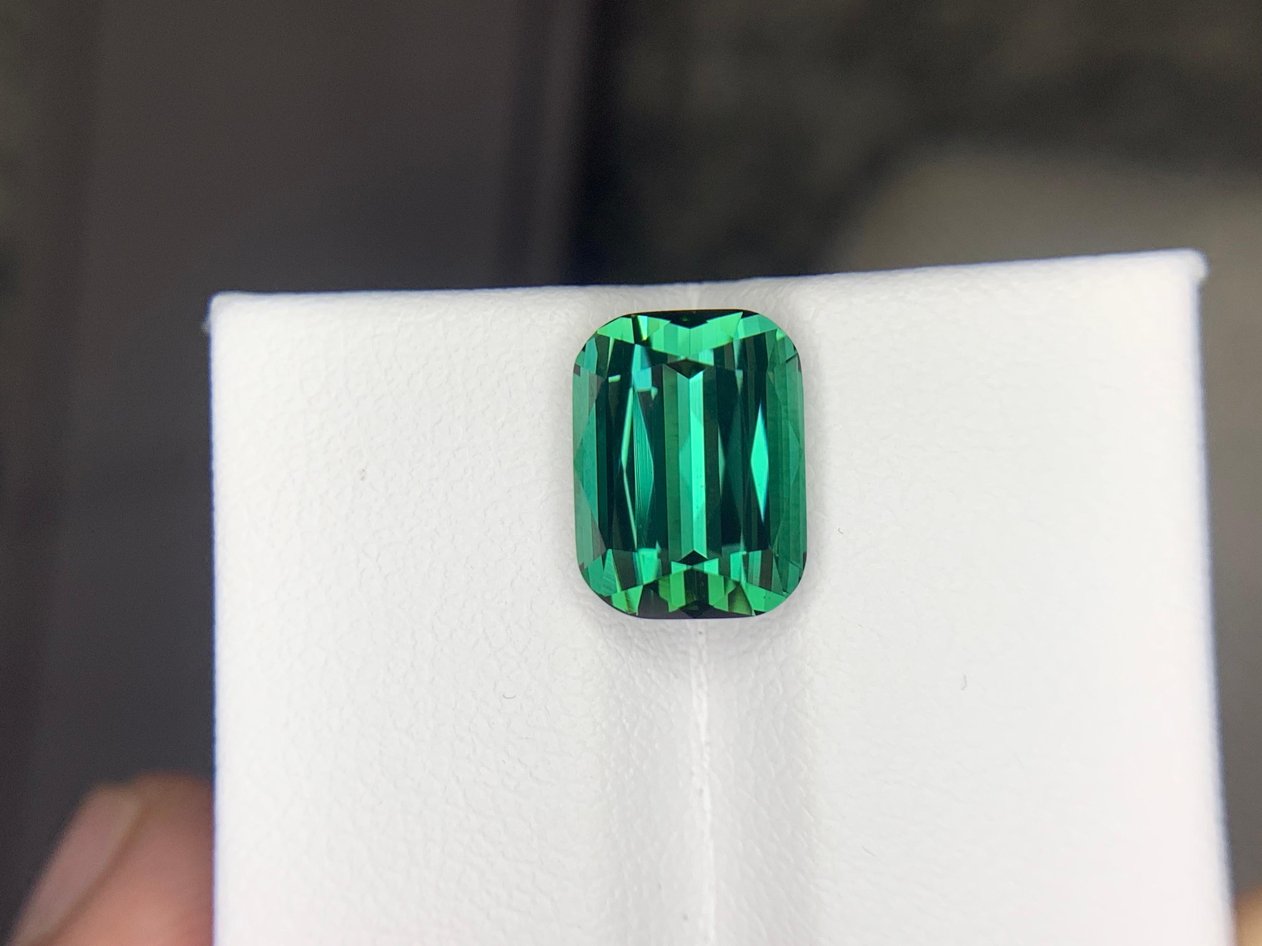 4.00 Carats Bluish Green Tourmaline Loose Natural Gemstone Cushion Cut (Tourmaline verte bleuâtre en vrac) en vente 2