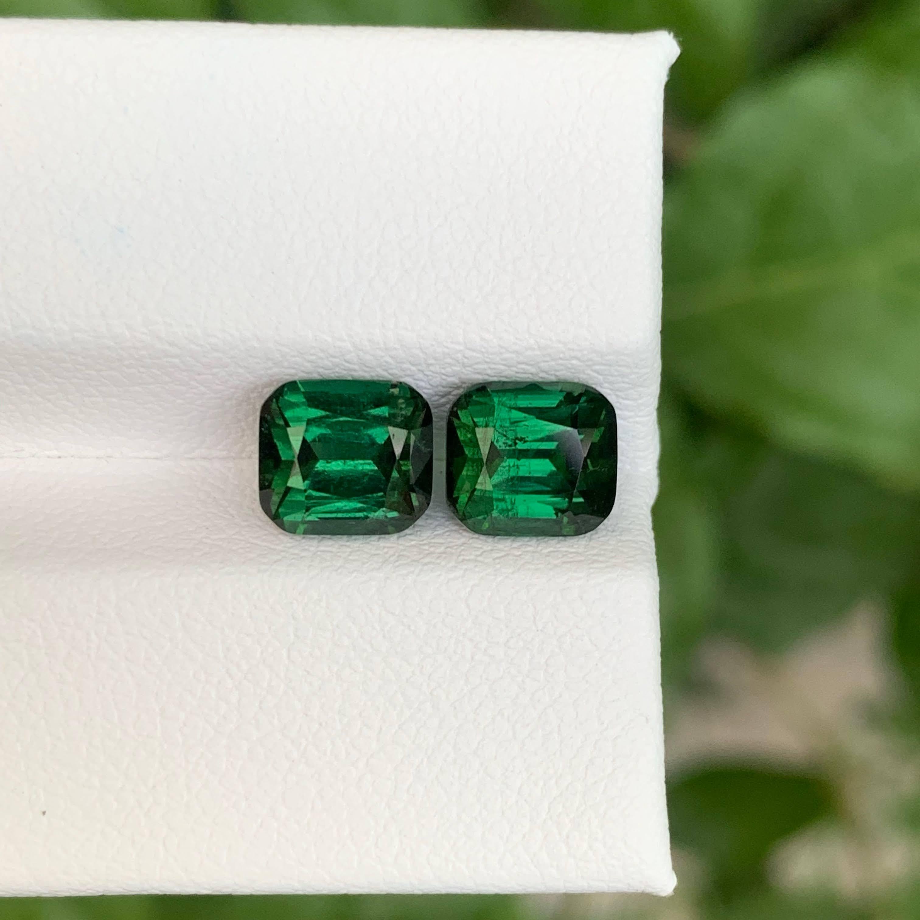 Taille coussin 4.00 carats Green Tourmaline Stone Pair Cushion Cut Afghan Gemstone en vente
