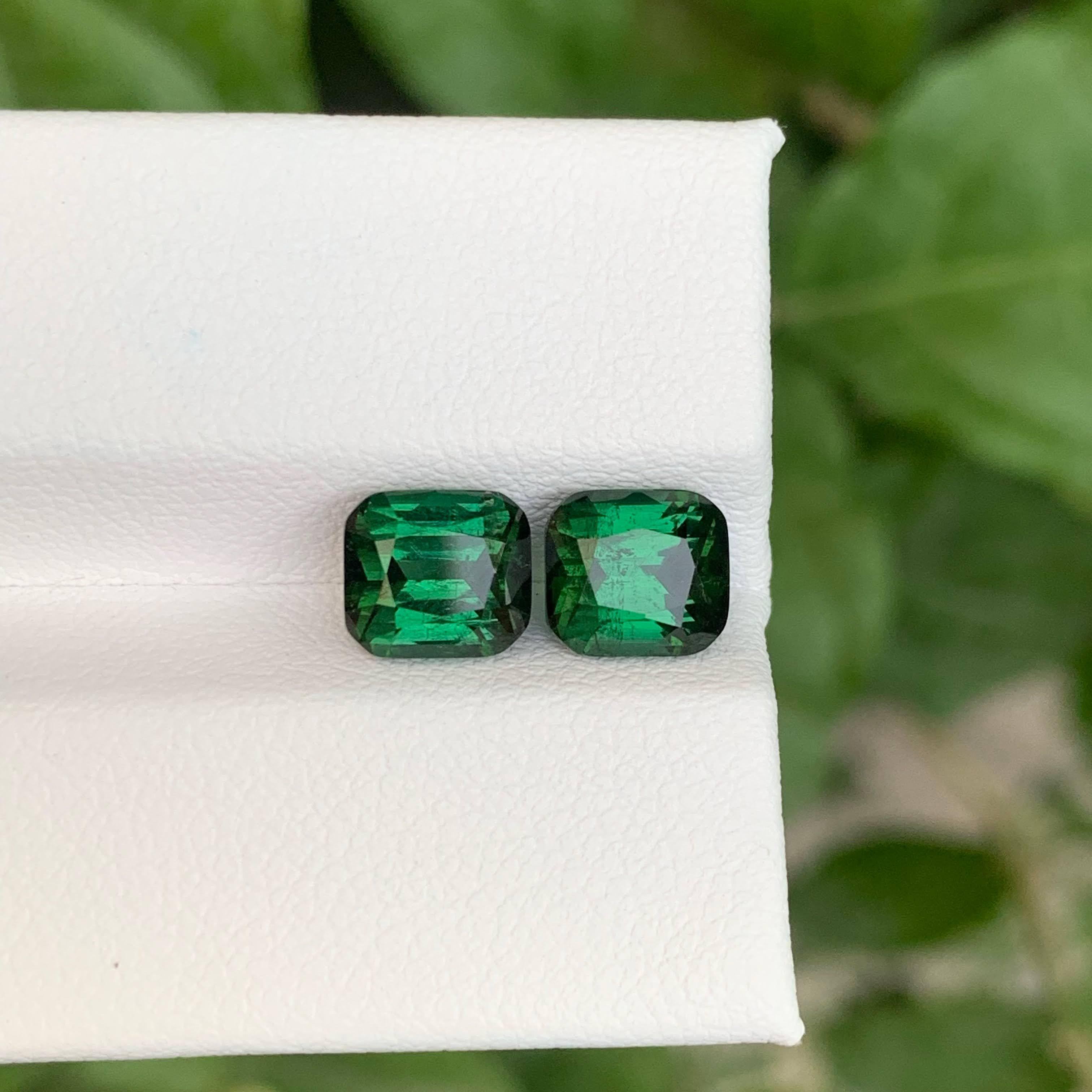 4.00 carats Green Tourmaline Stone Pair Cushion Cut Afghan Gemstone en vente 2
