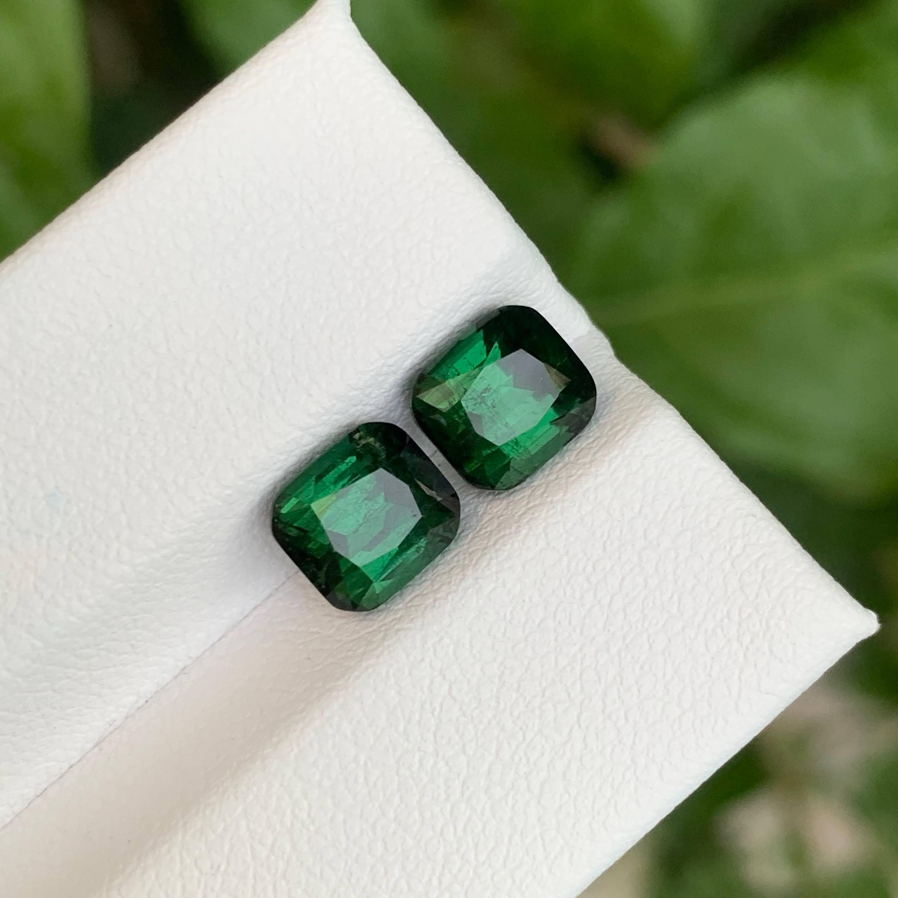 4.00 quilates Pareja de piedras turmalina verde talla cojín gema afgana en venta 3