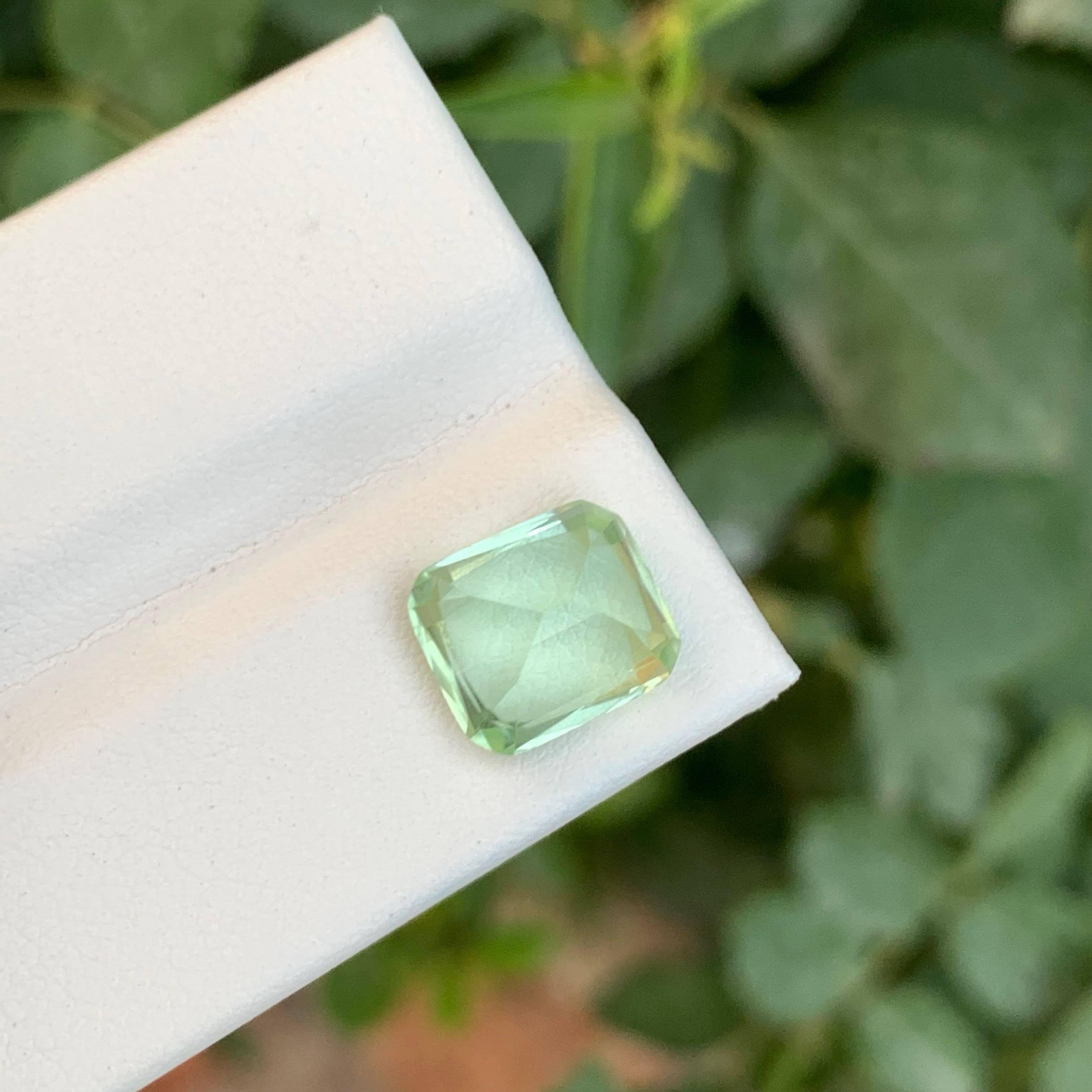 Weight 4.00 carat
Dimensions 10.2x8.8x6.1mm
Treatment None
Origin Africa
Clarity  Eye Clean
Shape Cushion
Cut Fancy Cushion
NA


This exquisite 4.00-carat loose mint green tourmaline gemstone features a stunning cushion cut that enhances its