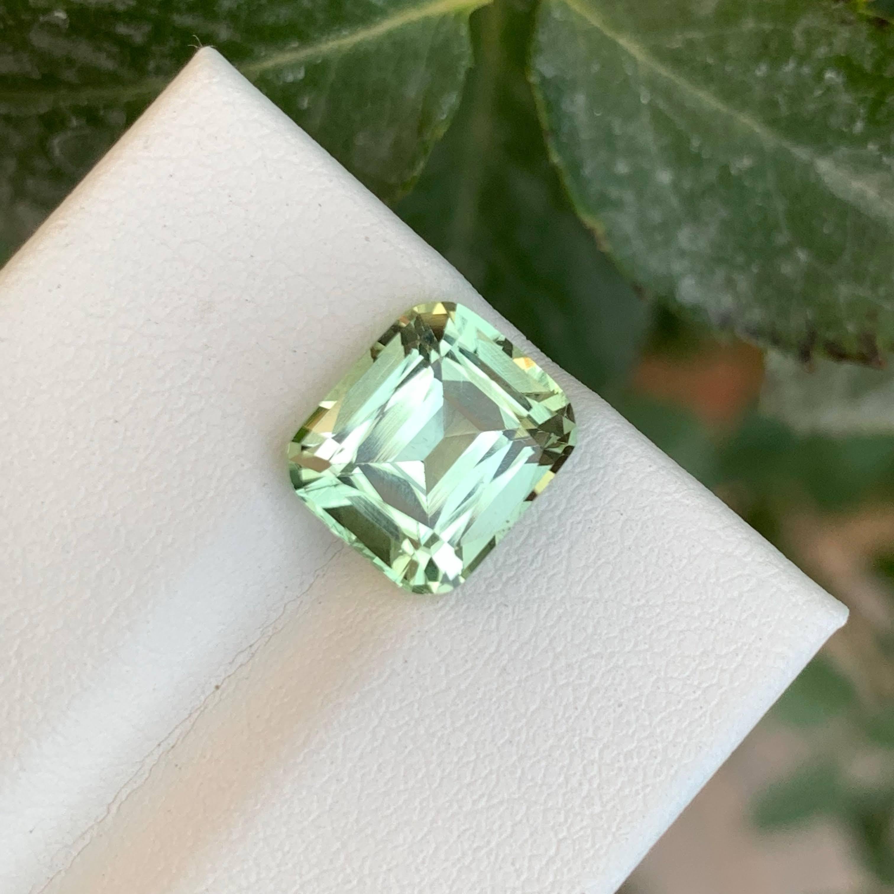 4.00 carats Loose Mint Green Tourmaline Stone Cushion Cut African Gemstone im Angebot 1
