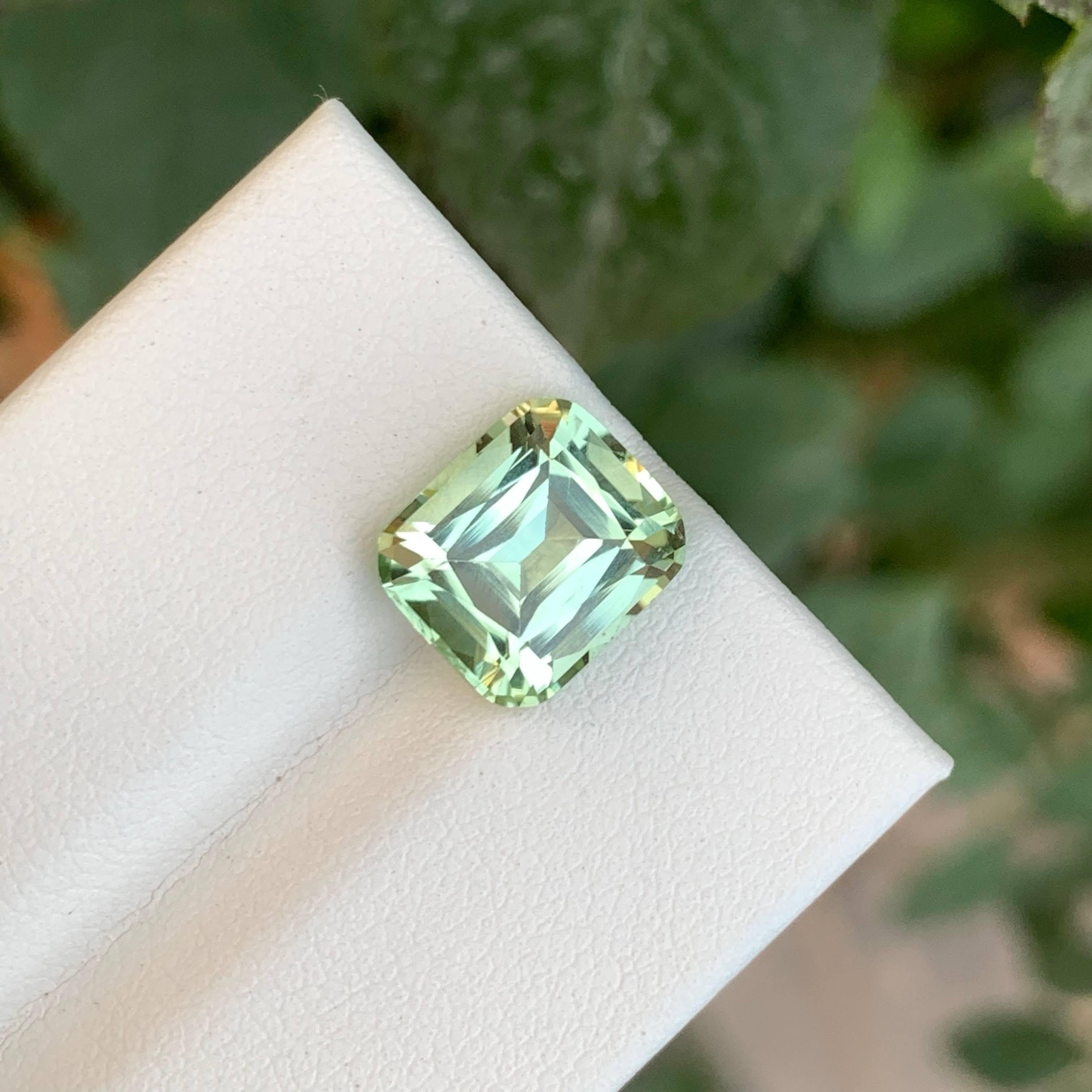 4.00 carats Loose Mint Green Tourmaline Stone Cushion Cut African Gemstone im Angebot 3