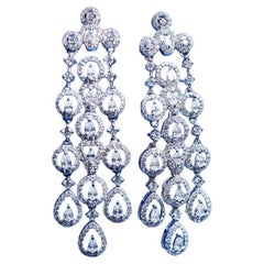 4.00 Carats Mixed Shape Diamonds 18K Gold Chandellier Earrings