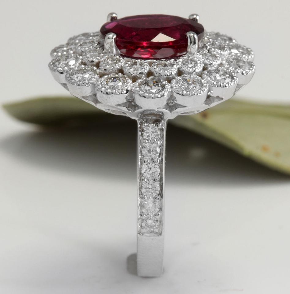 4.00 Carat Natural Tourmaline and Diamond 14 Karat Solid White Gold Ring For Sale 1