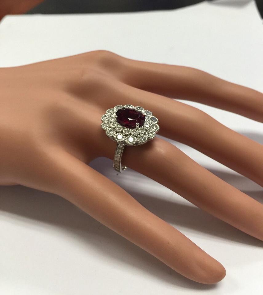 4.00 Carat Natural Tourmaline and Diamond 14 Karat Solid White Gold Ring For Sale 4