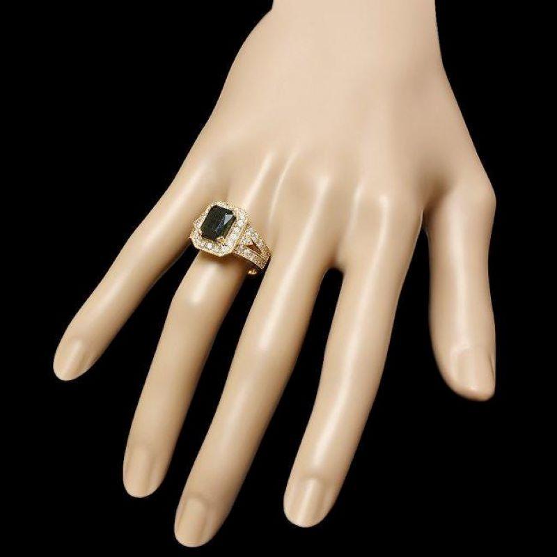 Bague en or jaune massif 14 carats avec tourmaline naturelle de 4,00 carats et diamants Neuf - En vente à Los Angeles, CA