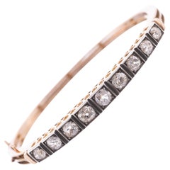 4,00 Karat Diamantarmband im Altminenschliff Silber/14k Gelbgold um 1860