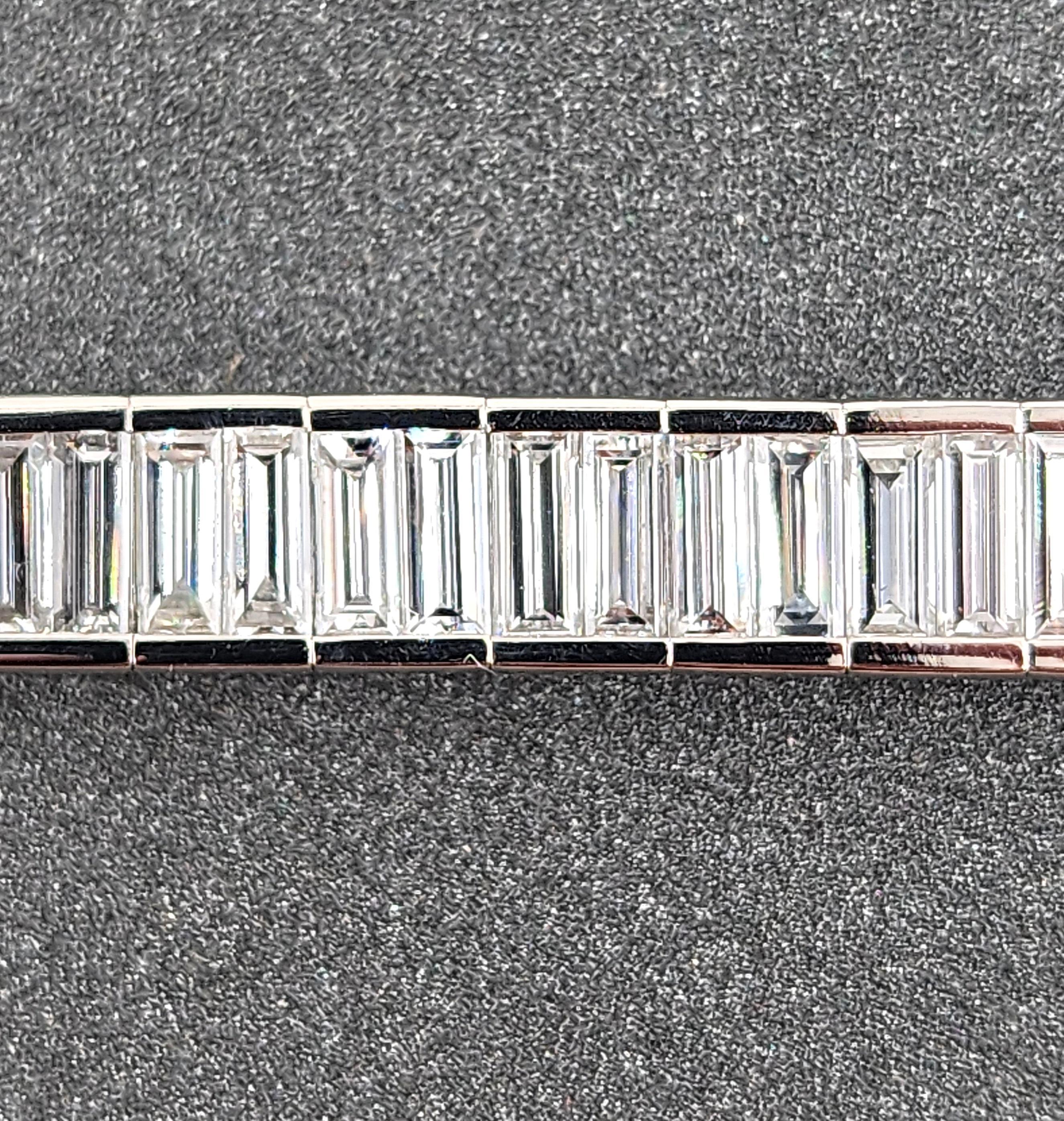 Pulsera de Tenis Baguette engastada en canal de 4,00 ct Corte baguette en venta