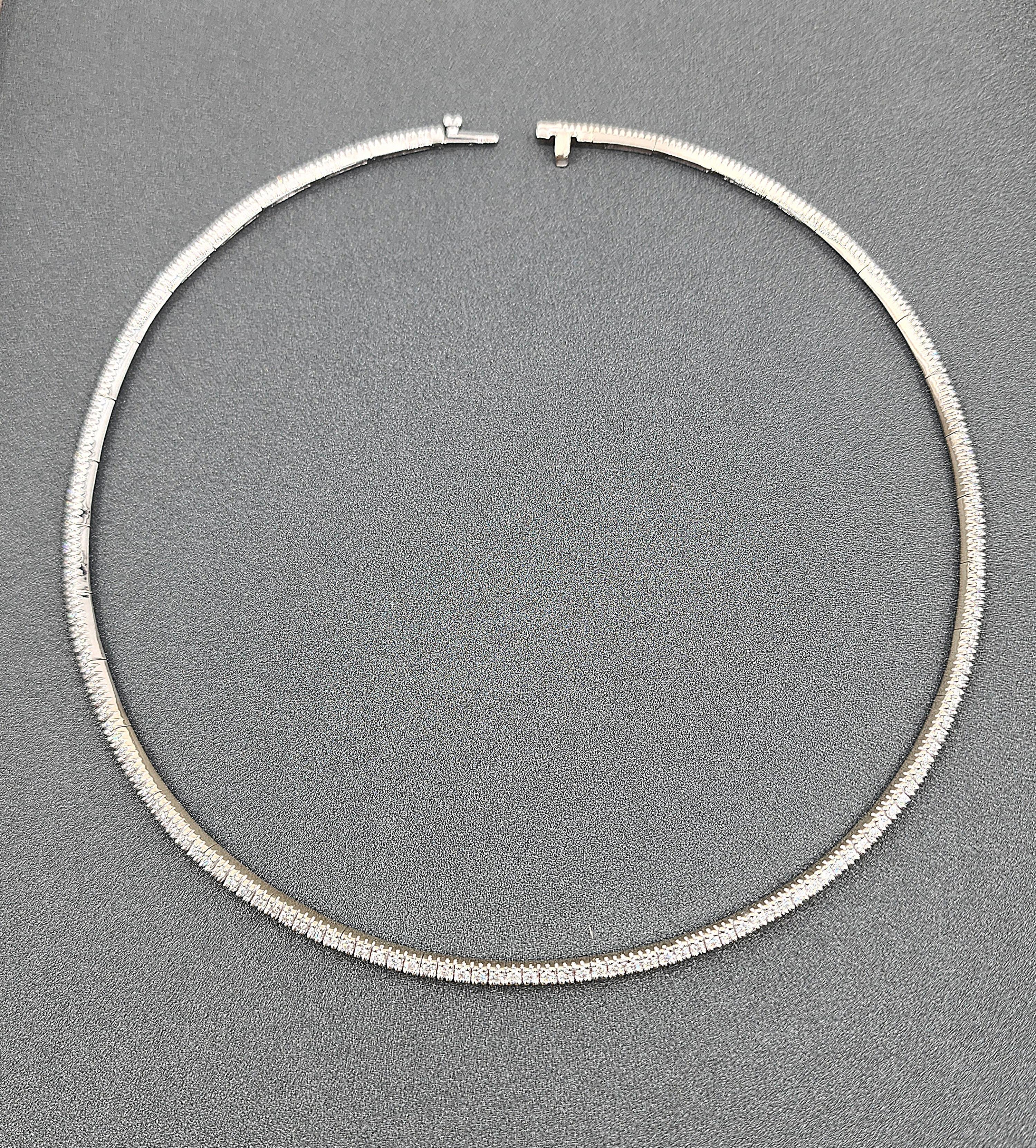 4.00 ct Flexible Diamant-Halskette - 18k Weißgold (Moderne) im Angebot