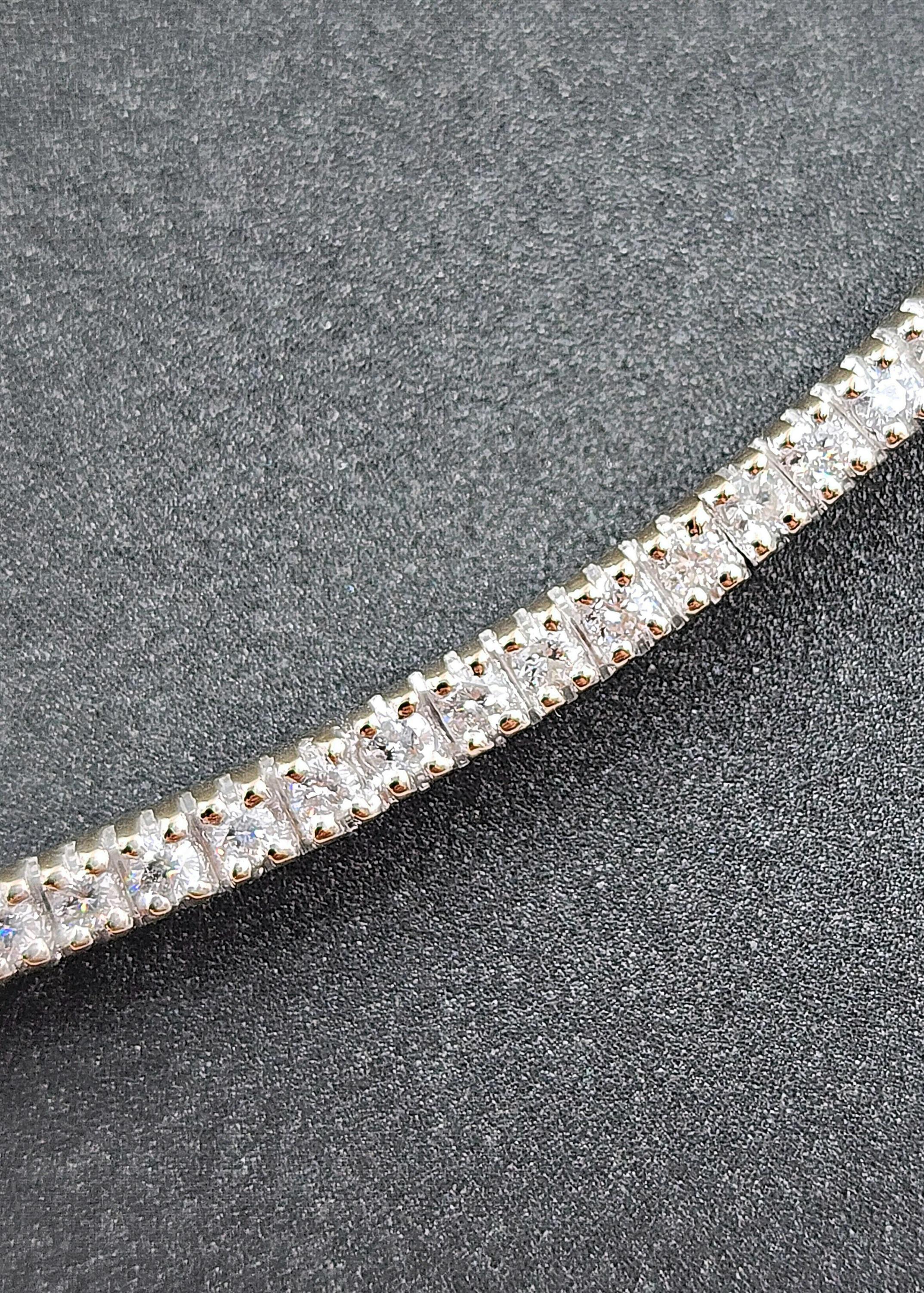 4.00 ct Flexible Diamant-Halskette - 18k Weißgold (Rundschliff) im Angebot