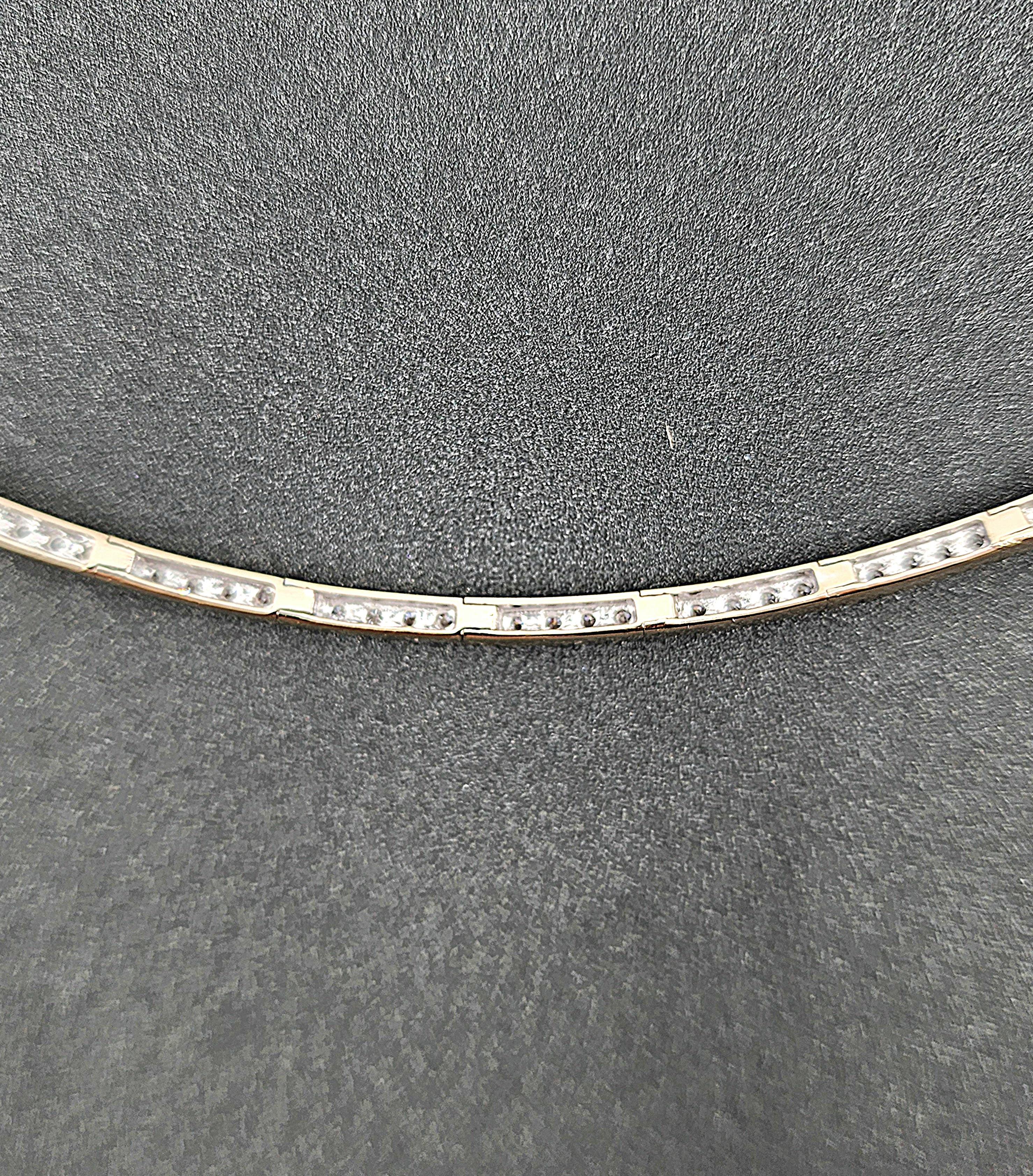 4.00 ct Flexible Diamant-Halskette - 18k Weißgold im Angebot 1