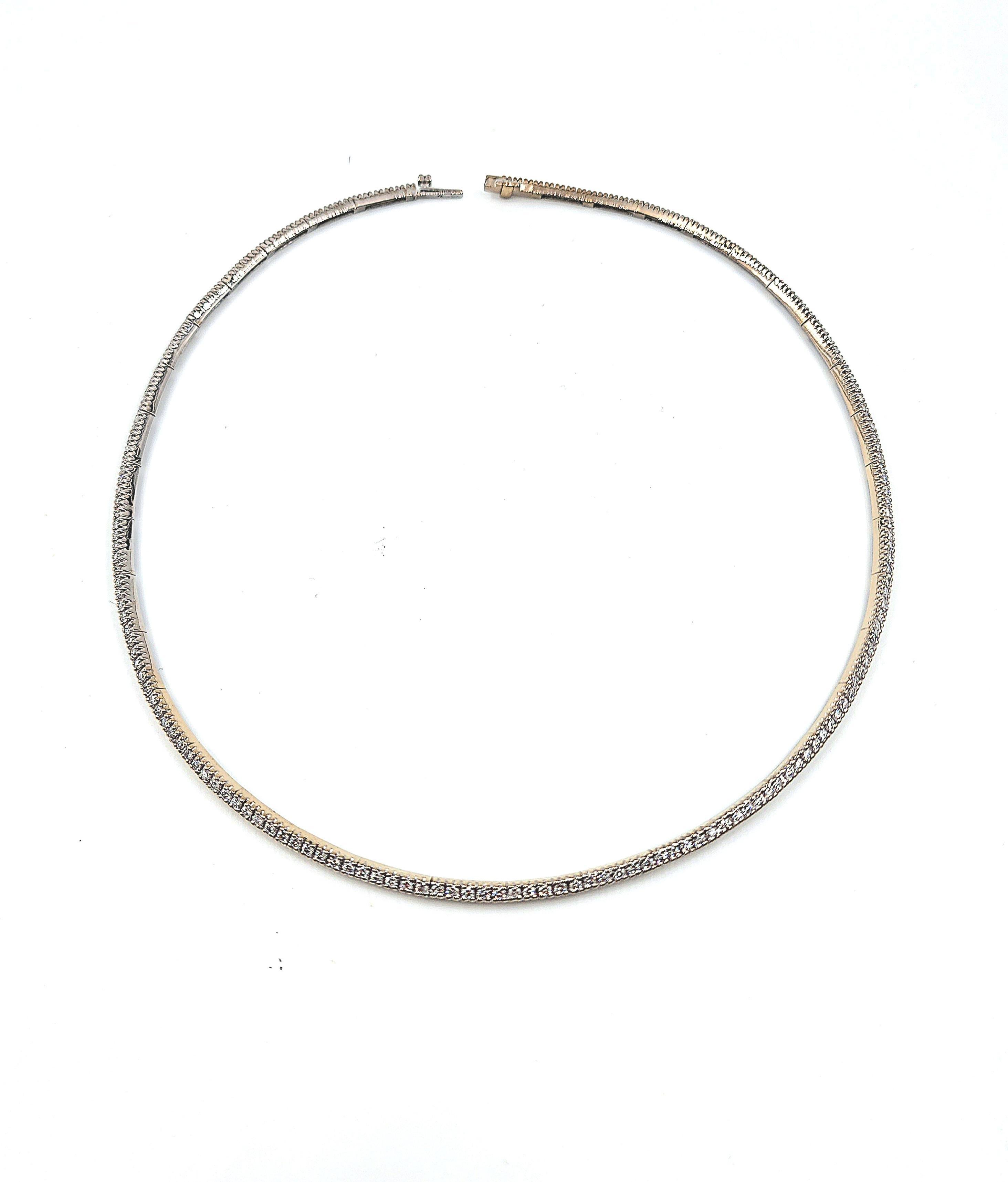 4.00 ct Flexible Diamant-Halskette - 18k Weißgold im Angebot 2