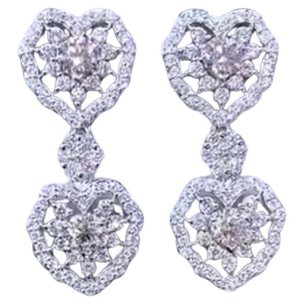 4.00 Ct Natural Diamonds 18k Gold Heart Earrings