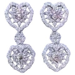 Boucles d'oreilles cœur en or 18k de 4,00 ct de diamants naturels