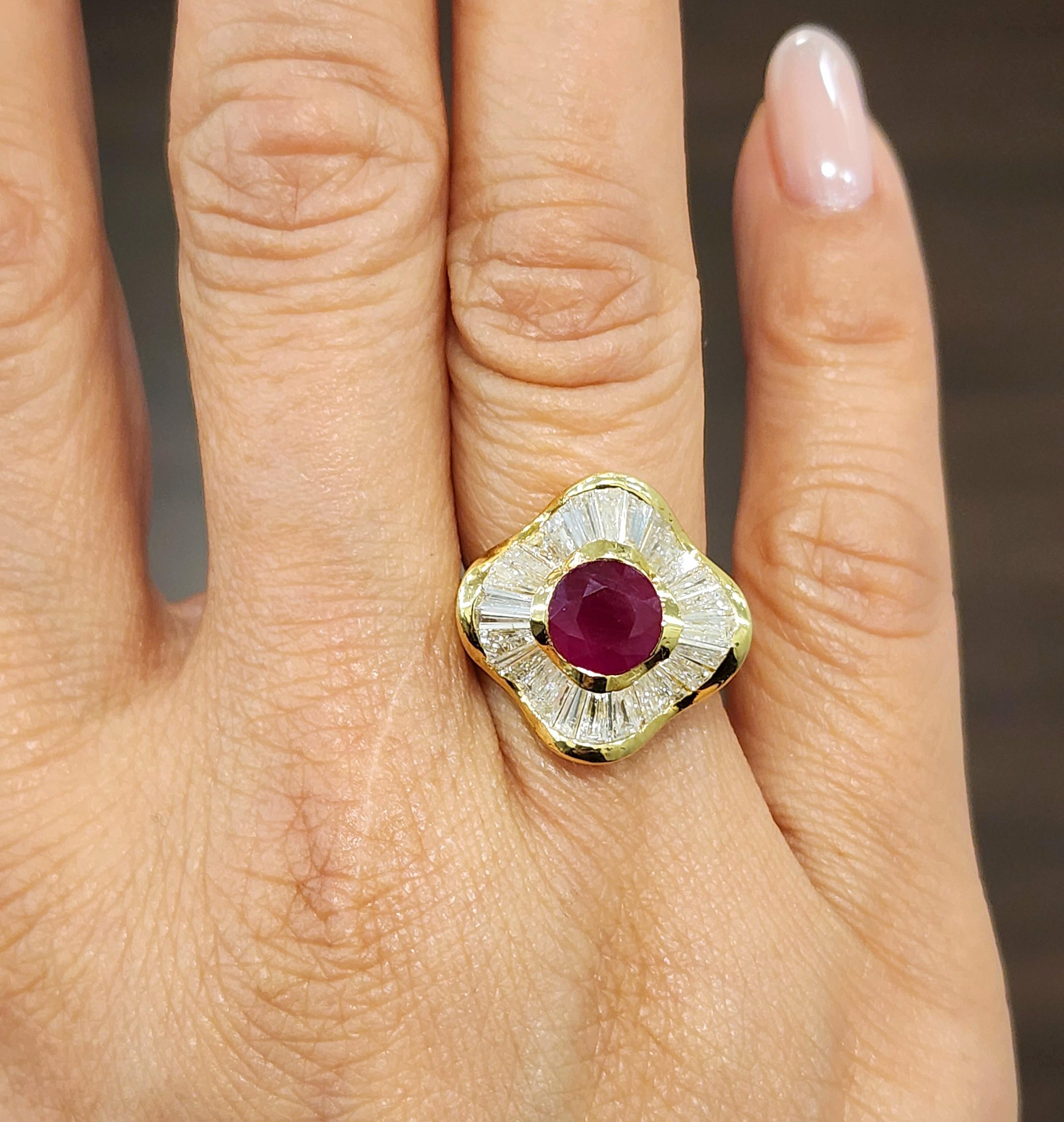 4.00 Karat natürlicher Rubin & Diamantring (Zeitgenössisch) im Angebot