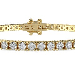 4 Carats Natural Diamond 14K Yellow Gold Tennis Bracelet