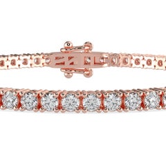 4 Carats Natural Diamond 14K Rose Gold Tennis Bracelet