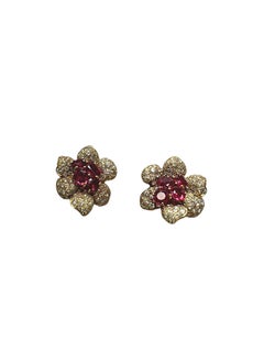 4.00 ctw Diamond & No-Heat Burmese Ruby Gold-Topped Platinum Earrings