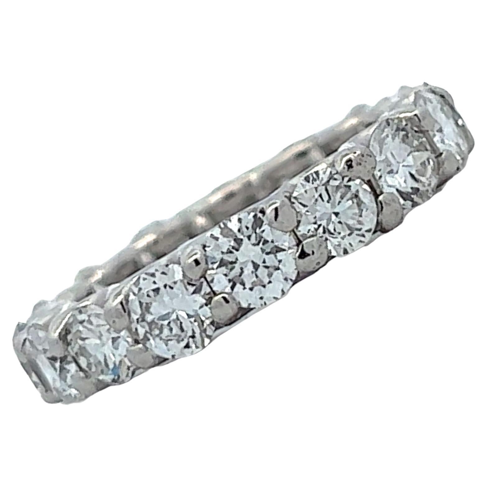 4.00 Ctw Round Brilliant Diamond Eternity Wedding Ring 18k White Gold