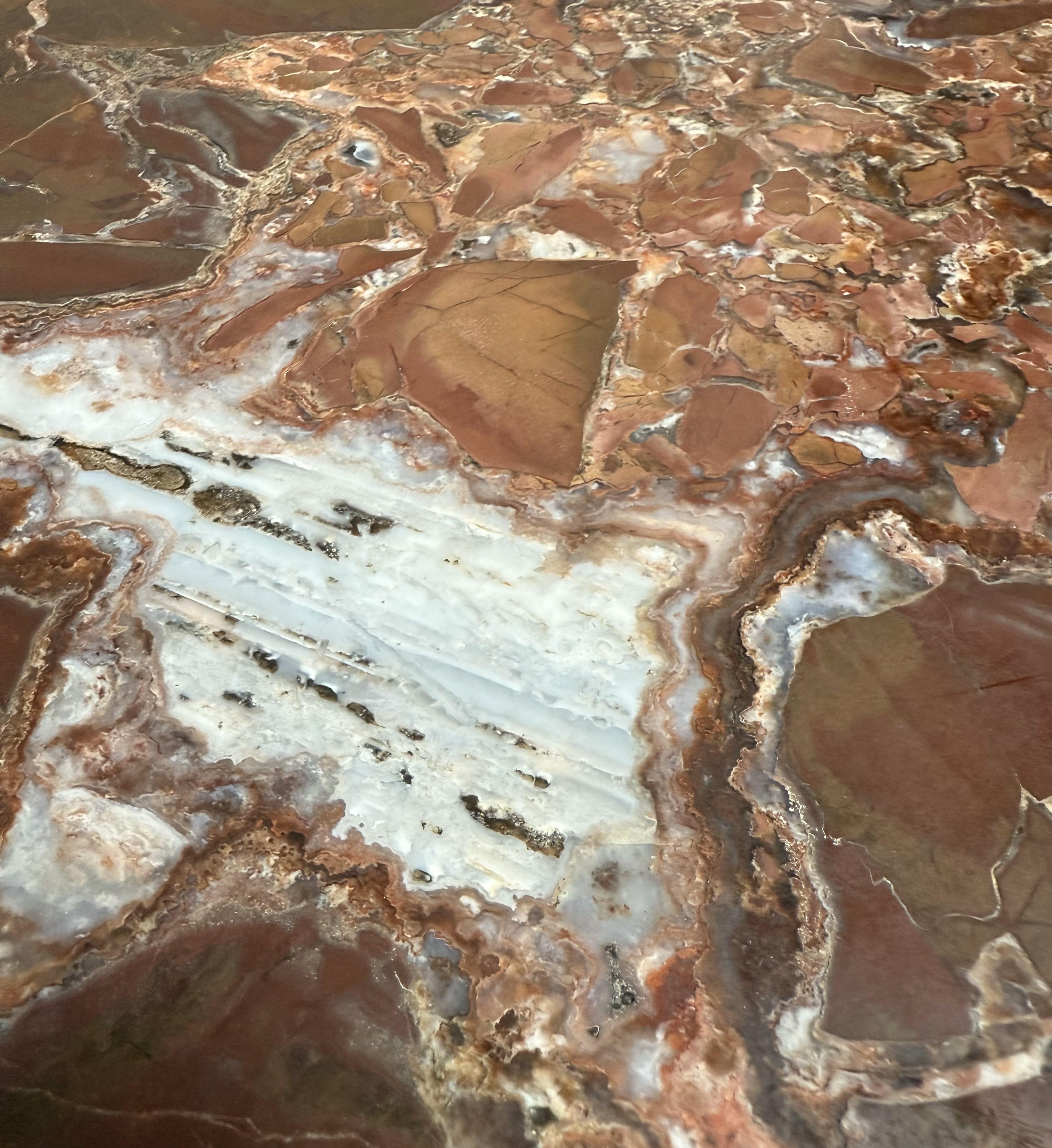 400 Million Year Old Petrified Wood Slab Table with Custom Gilded Iron Base In New Condition For Sale In Middleburg, VA