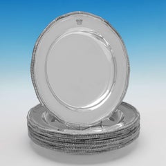 400 Oz Edwardian Sterling Silver Set of 12 Plates & 12 Soup Plates London 1910