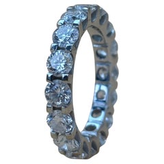 4.00 TCW Round Brilliant Diamond U-Prong Eternity Ring in 18k White Gold