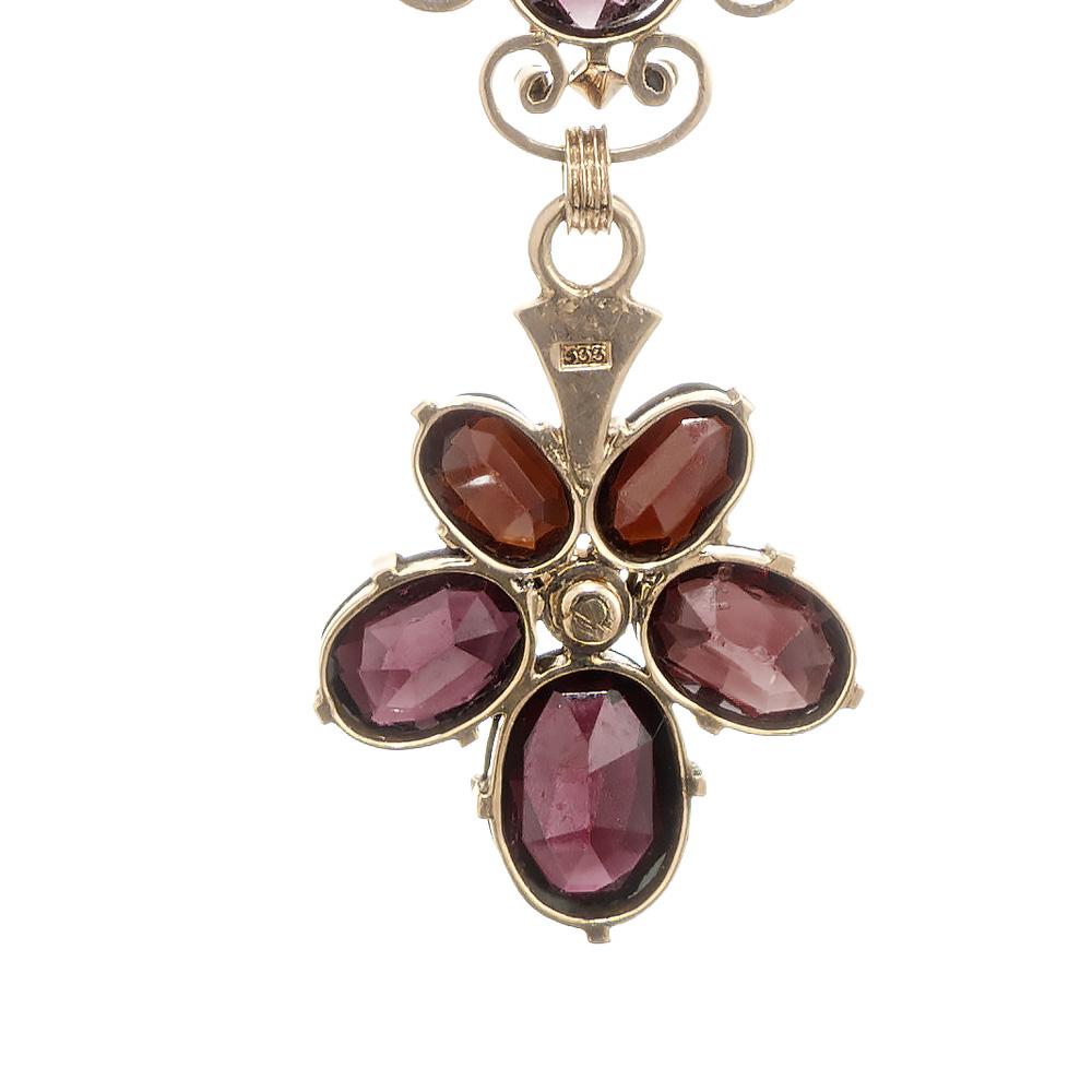 Oval Cut 40.00 Carat Garnet Pearl Rose Gold Victorian Pendant Necklace For Sale