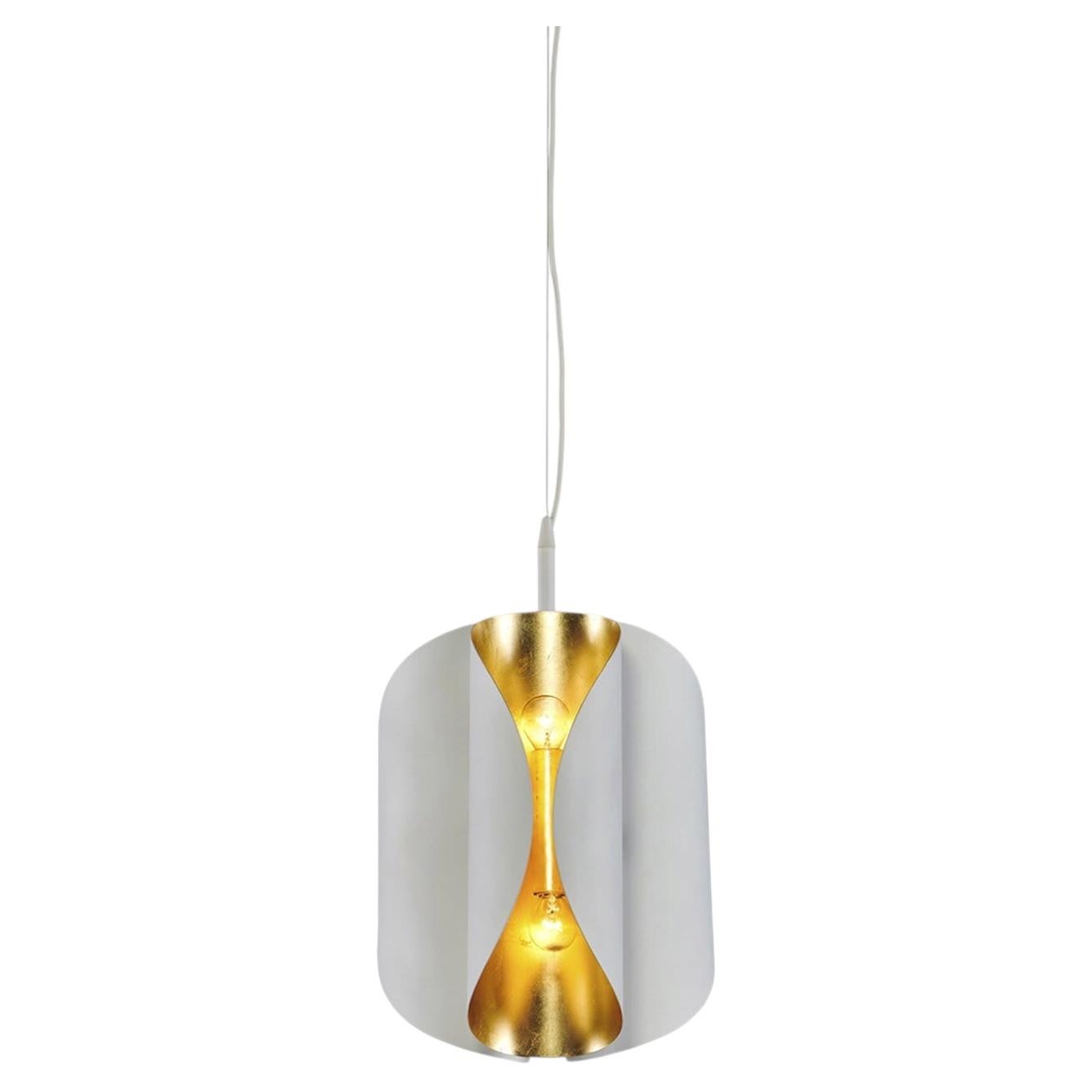 4000/S6 6-Light White and Gold Pendant Lamp For Sale