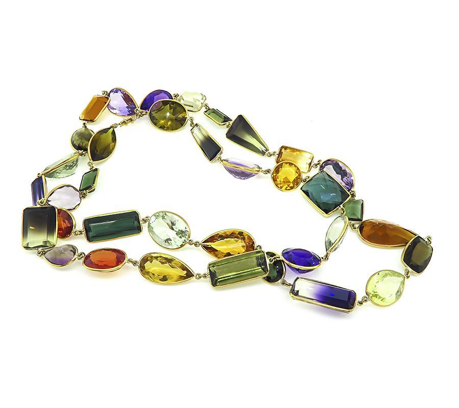 De las mujeres 400.00ct Collar de Oro con Piedras Semipreciosas Multicolor en venta