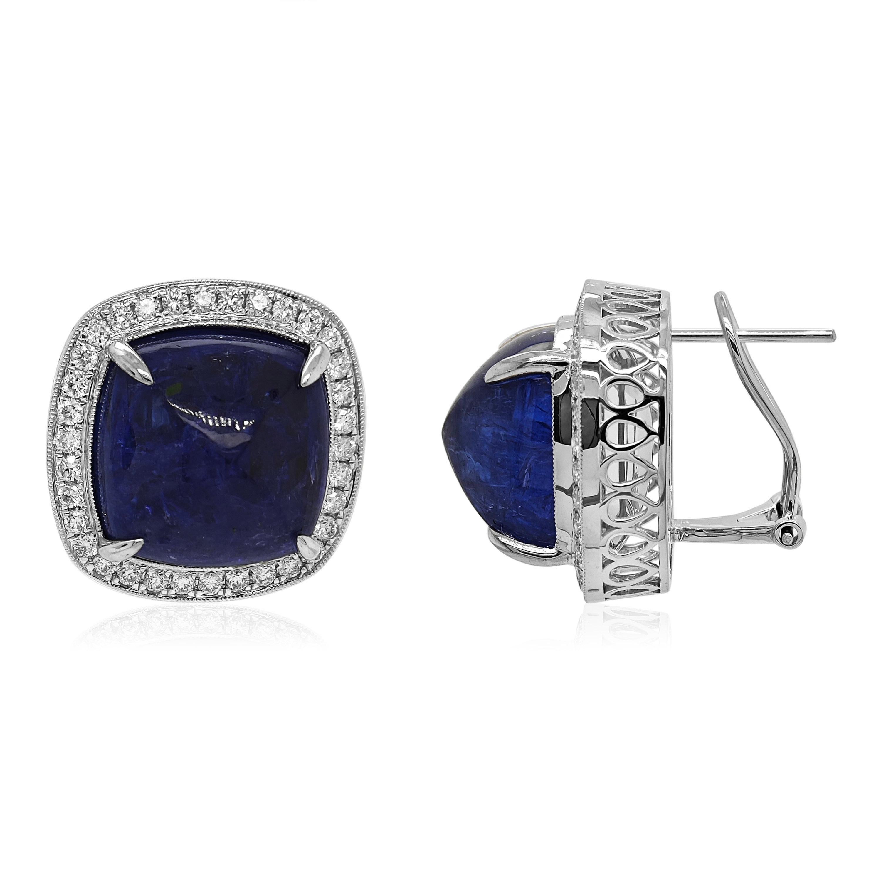 Orecchini in oro bianco con tanzanite e diamanti bianchi da 40,06 carati In condizioni Nuovo in vendita a New York, NY