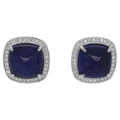 Boucles d'oreilles en or blanc avec tanzanite de 40,06 carats et diamants blancs