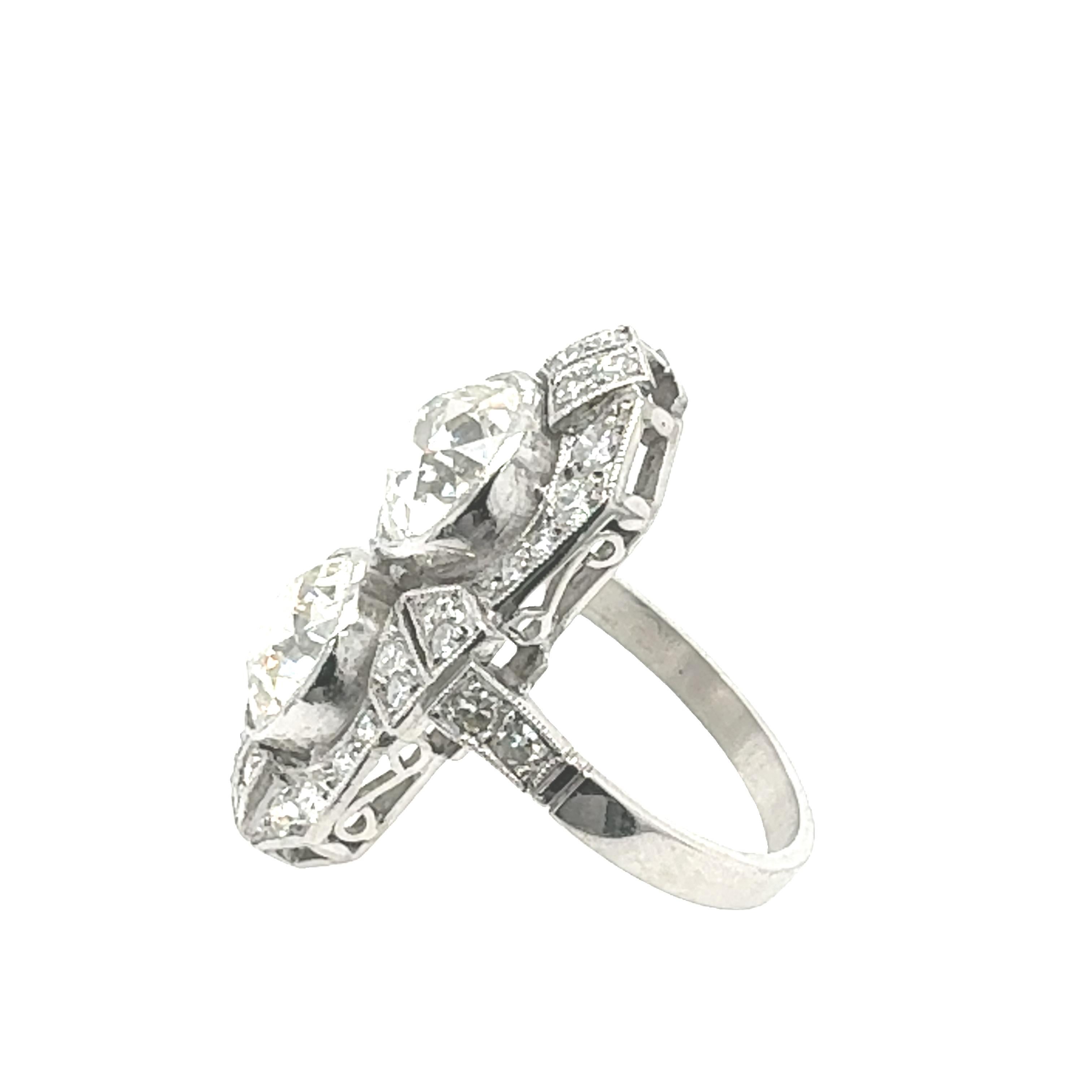 Old European Cut 4.00carat Art Deco Double Diamond Ring For Sale