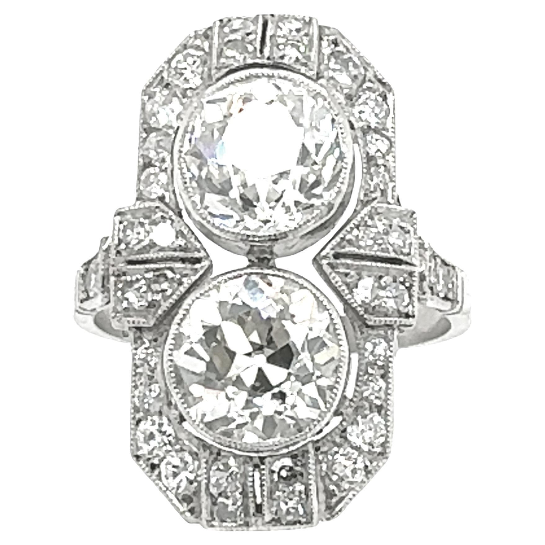 4.00carat Art Deco Double Diamond Ring For Sale