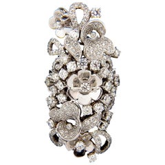 4.00Carat Natural Brilliant Diamonds Floral Cocktail Vine 3D Deco Ring 18 Karat*