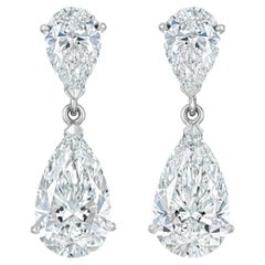 4.00ct Dangling Pear Shaped Lab Diamond Platinum Earrings