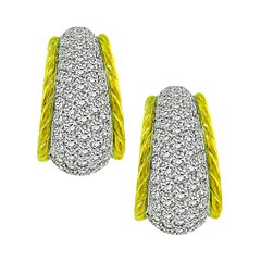 Boucles d'oreilles en or jaune et blanc 14k avec 4.00ct de diamant
