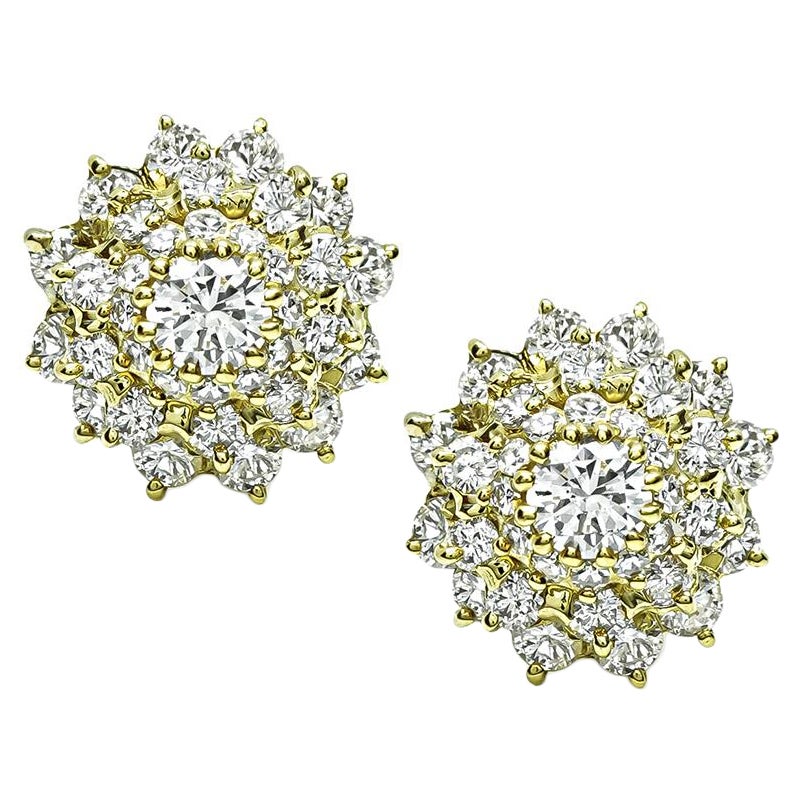 4.00ct Diamond 18k Yellow Gold Earrings en venta