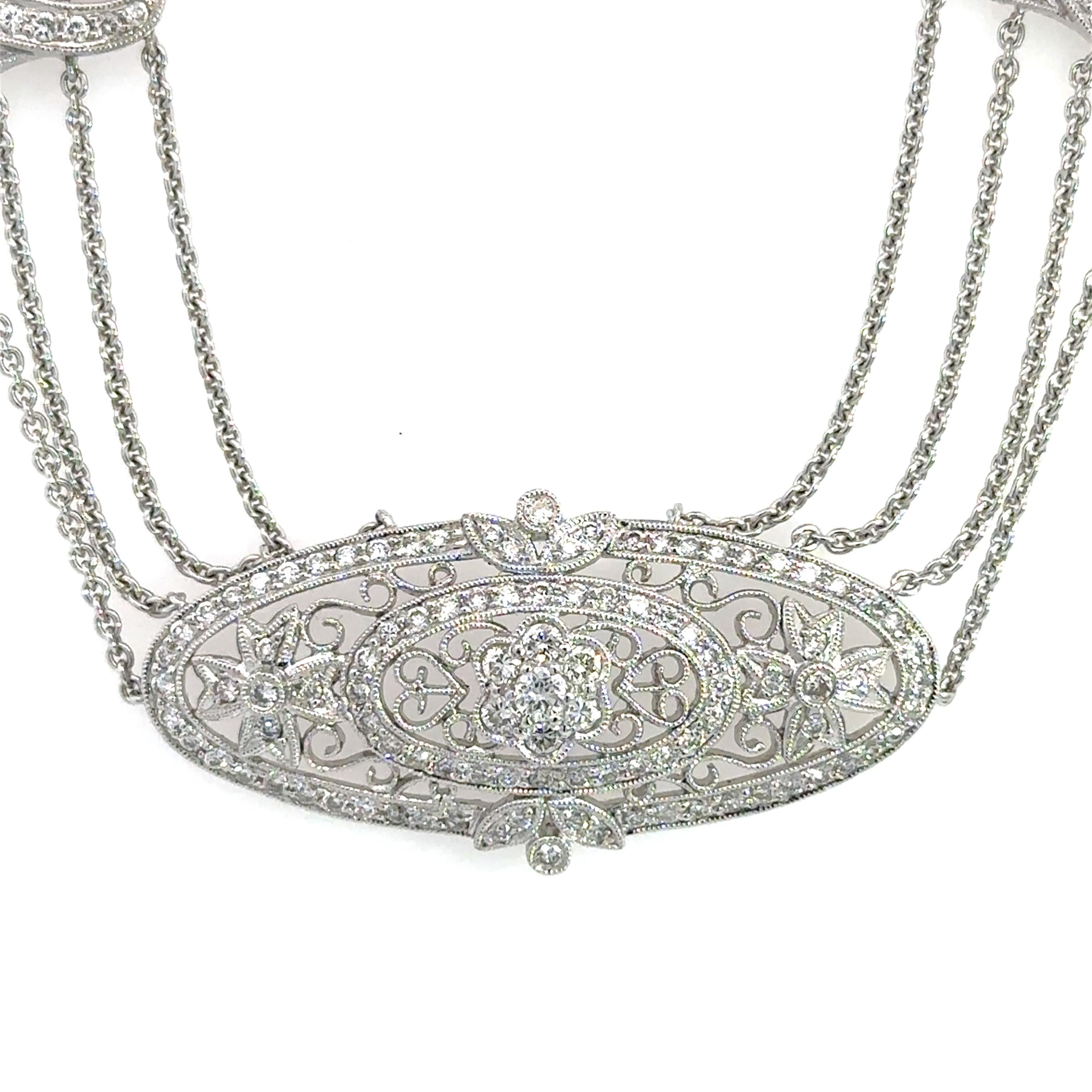 4.00CT Diamond 18KT White Gold Choker Necklace en venta 4