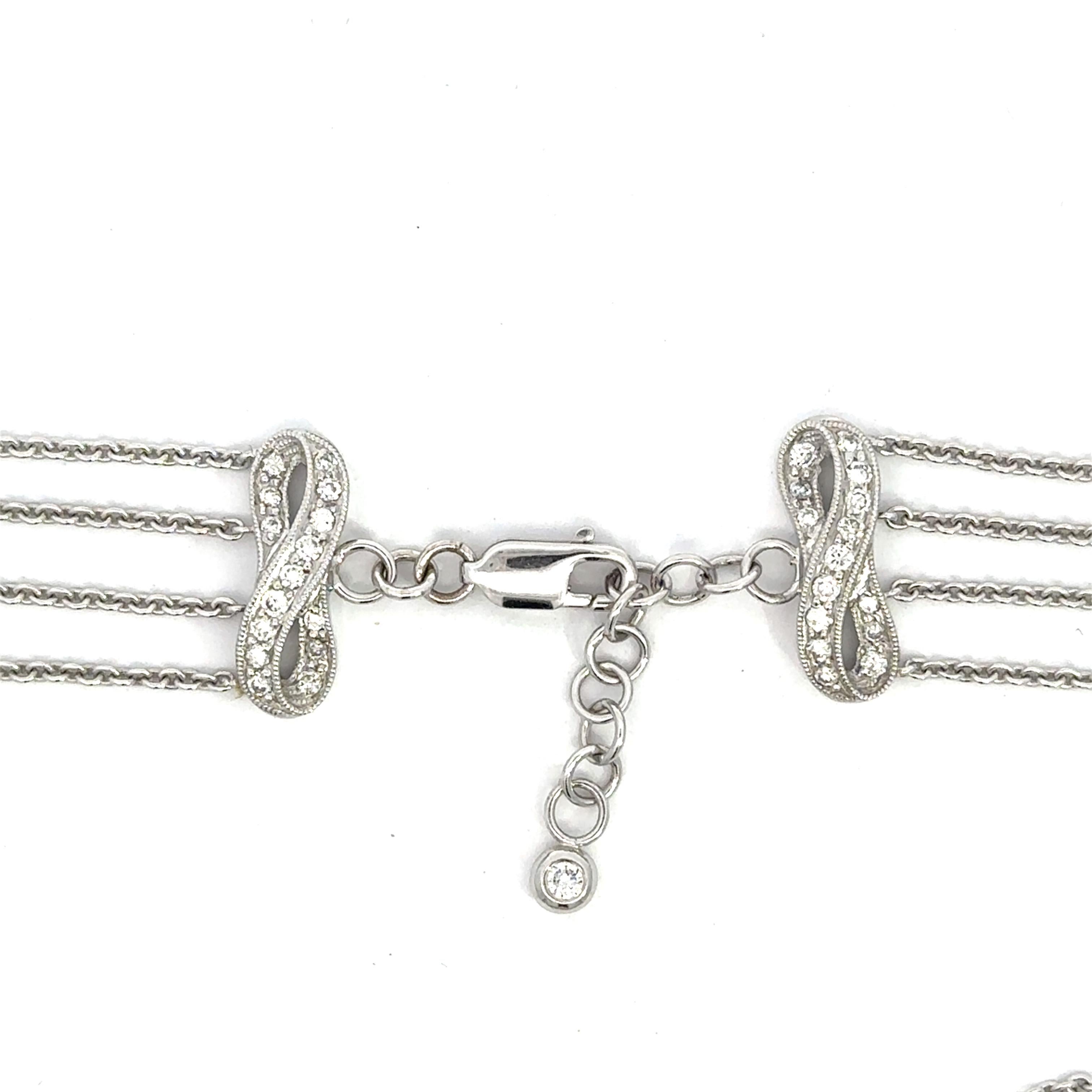 4.00CT Diamond 18KT White Gold Choker Necklace en venta 5