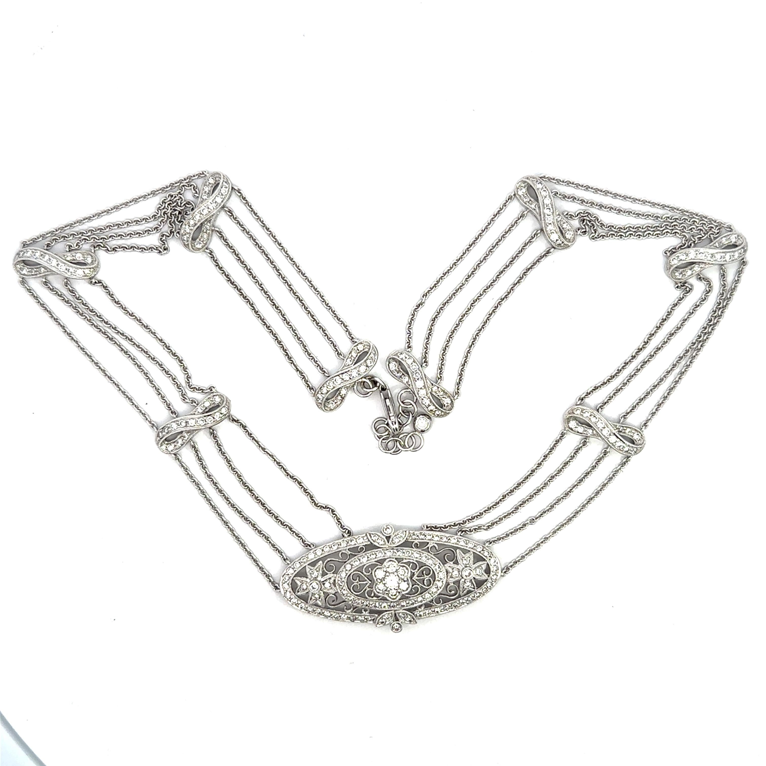 4.00CT Diamond 18KT White Gold Choker Necklace en Excelente estado para la venta en Los Angeles, CA