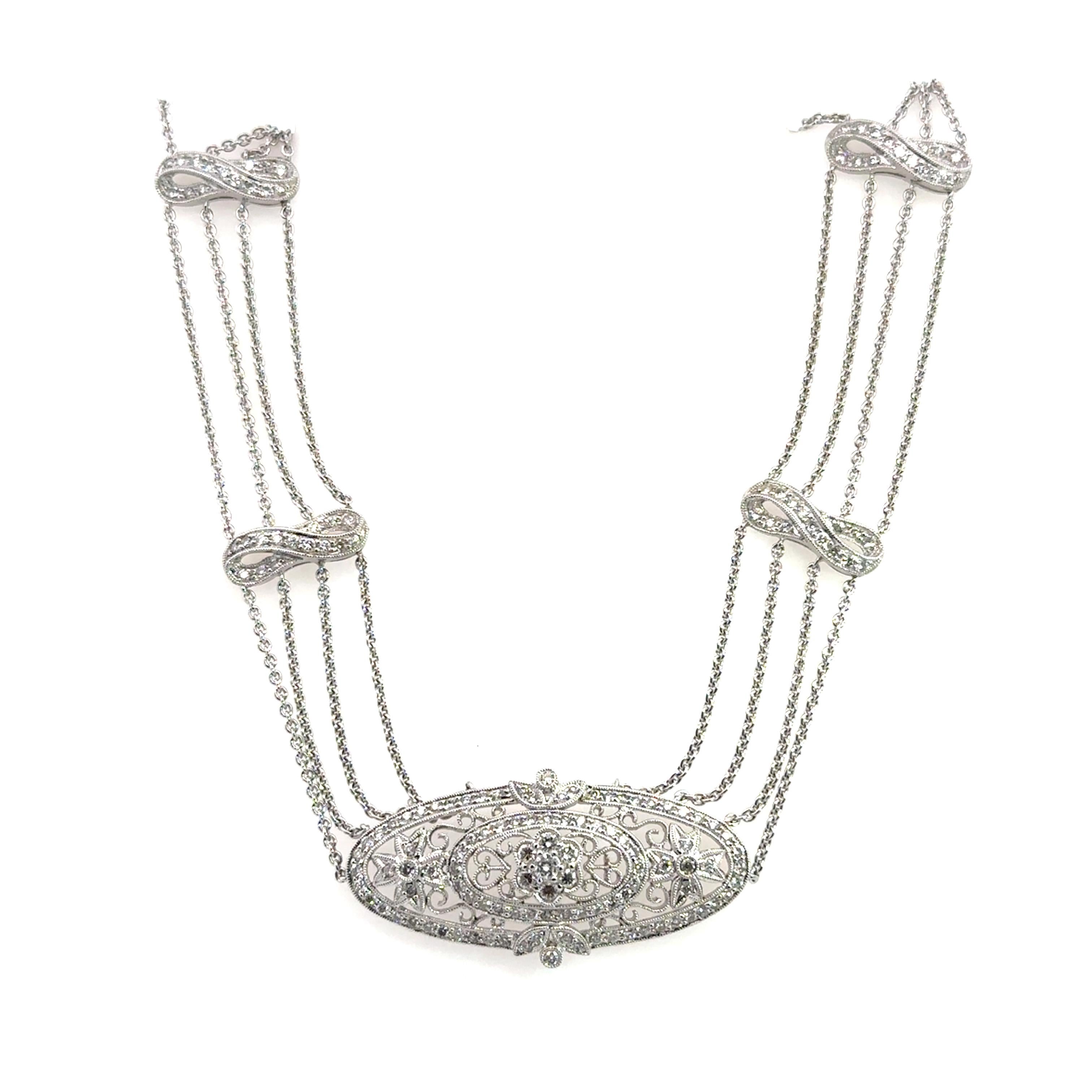 4.00CT Diamond 18KT White Gold Choker Necklace en venta 1