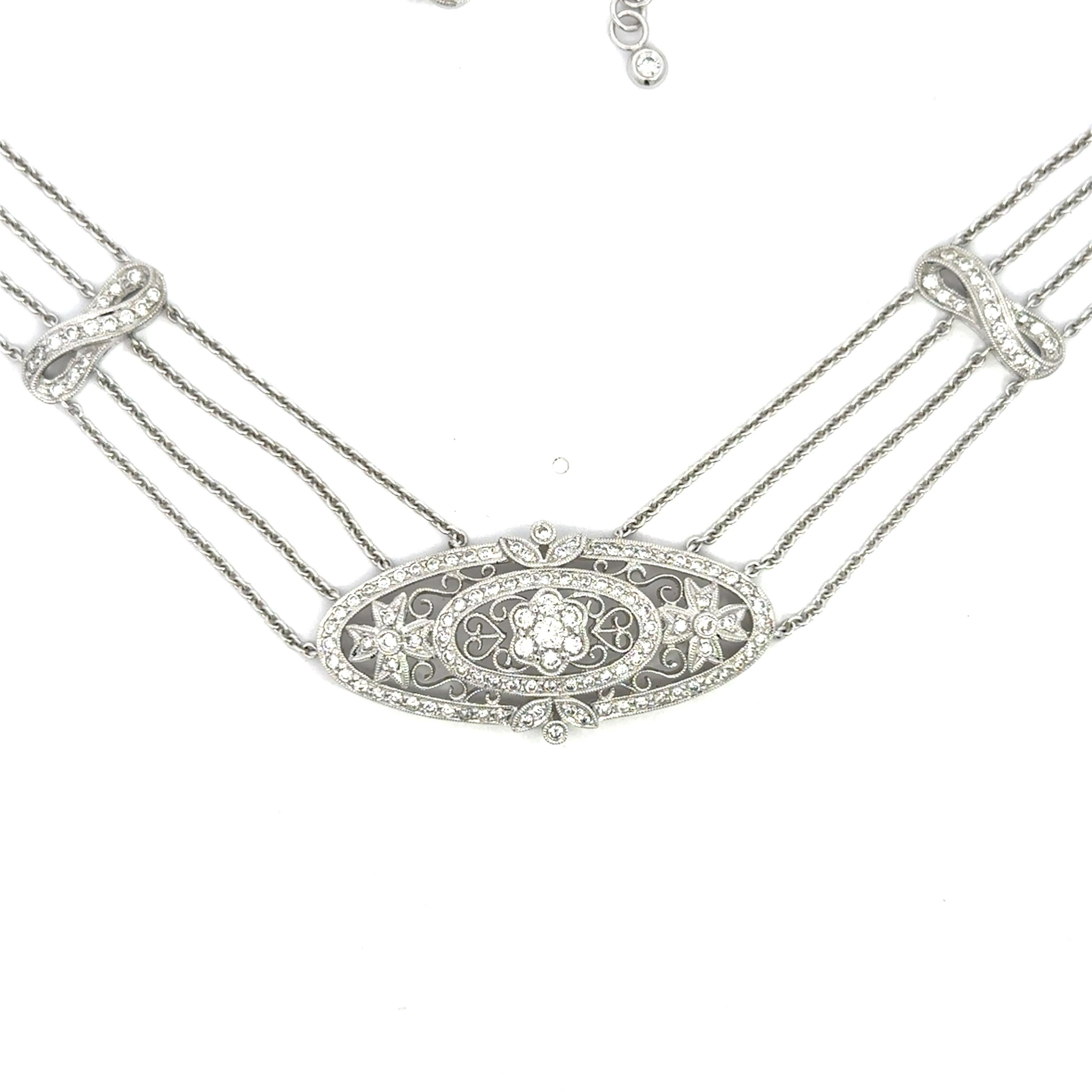 4.00CT Diamond 18KT White Gold Choker Necklace en venta 2