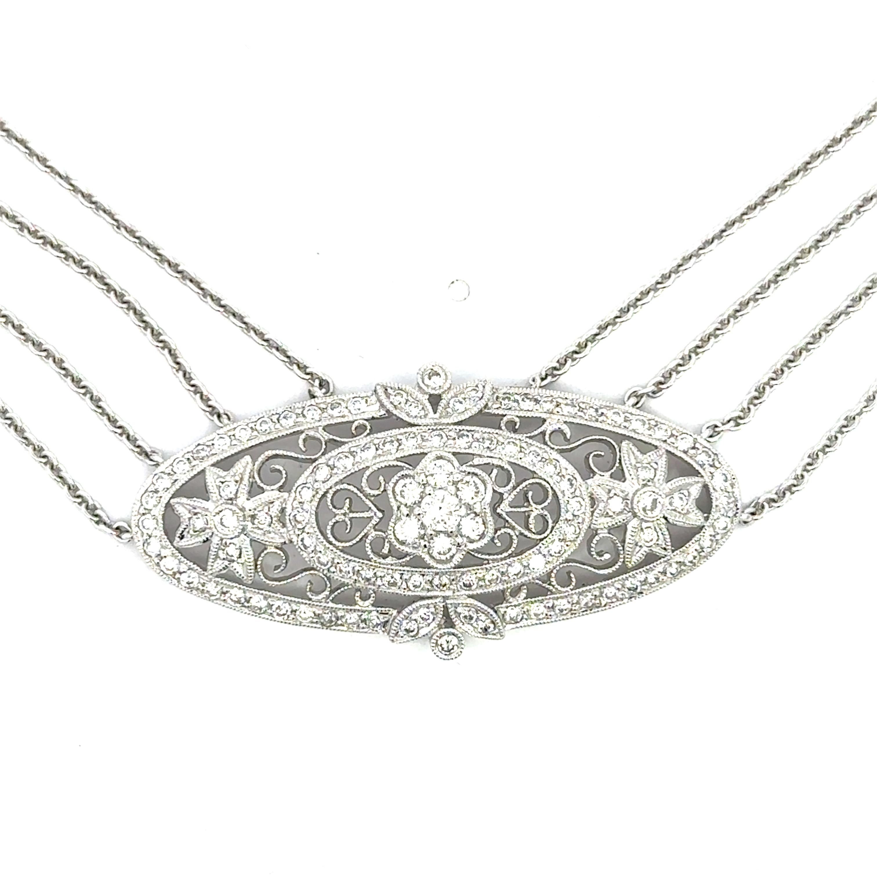 4.00CT Diamond 18KT White Gold Choker Necklace en venta 3