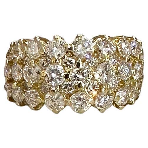 Bague "nid d'abeille" en or jaune 18KT, diamant 4,00CT en vente