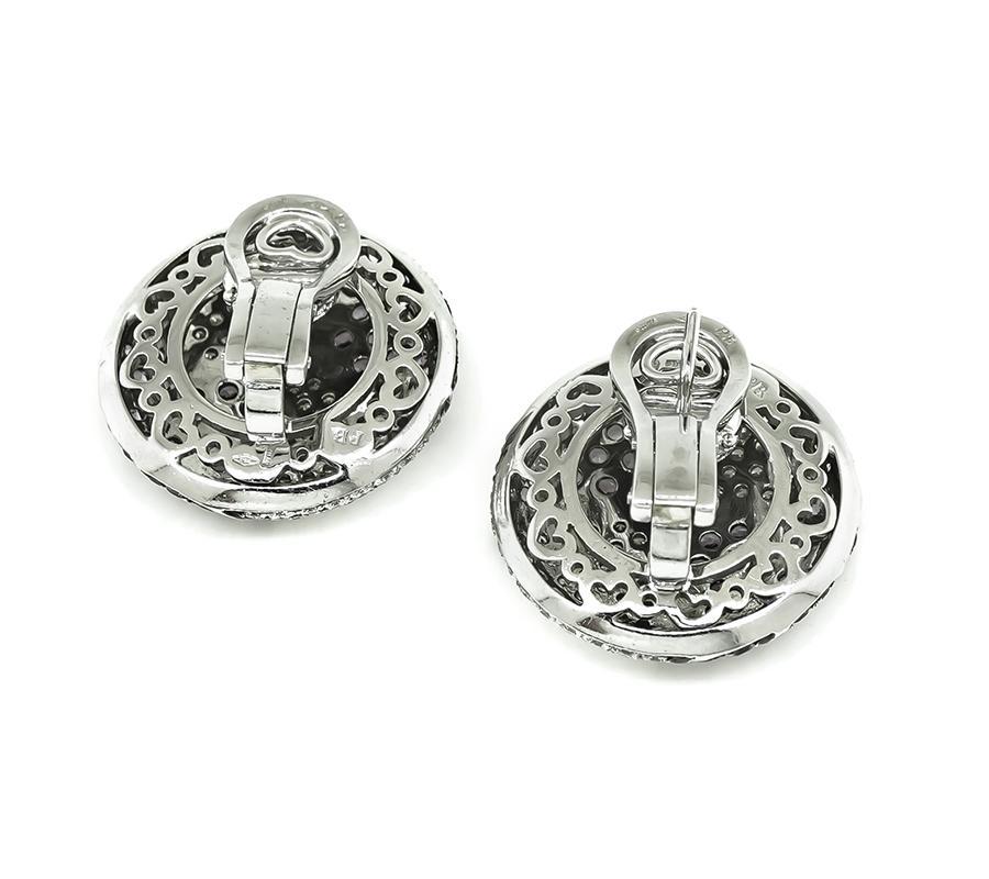 4.00ct Diamond 4.00ct Pink Sapphire Earrings In Good Condition For Sale In New York, NY