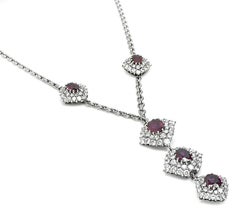 4.00ct Diamond 5.00ct Ruby Gold Necklace